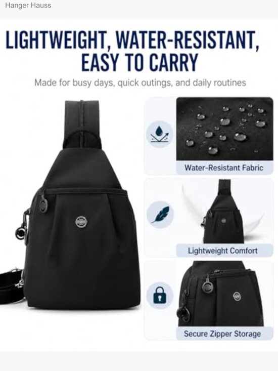 Water-Resistant Convertible Sling Backpack for Women, Lightweight Travel Chest main image 5